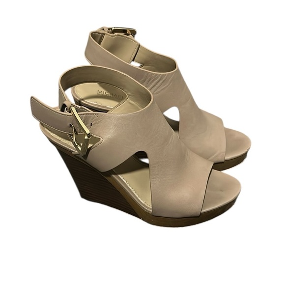 MICHAEL Michael Kors Leather Wedge Sandals Size 6.5 - Picture 1 of 12